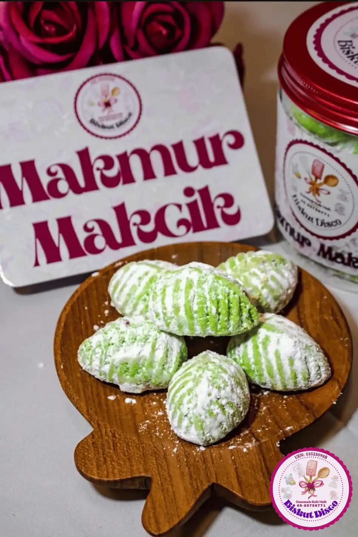 Makmur Makcik / Traditional Malay Prosperity Cookies - Pandan Flavoured (Pre-order)