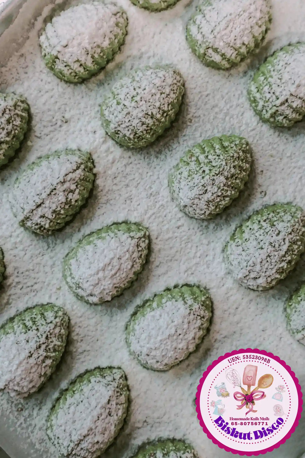 Makmur Makcik / Traditional Malay Prosperity Cookies - Pandan Flavoured (Pre-order)
